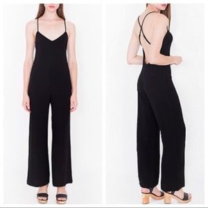 American Apparel Crepe Crossback Jumpsuit L Black
